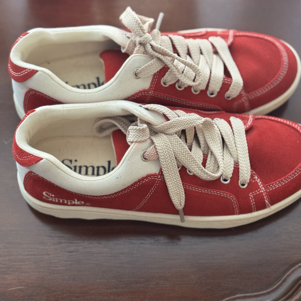 Simple Red And Cream Casual Shoes